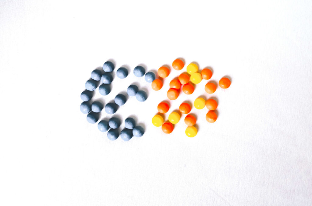 pigmenty na białym tle